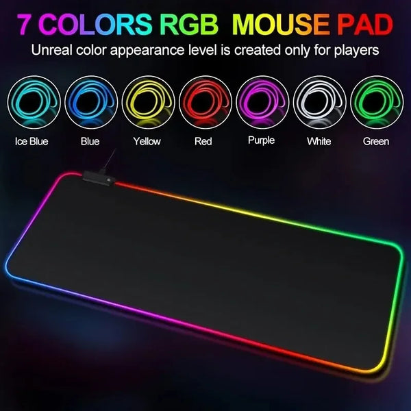 XXL Gaming Mouse Pad (90x40cm) - Ultra-Smooth Surface, Non-Slip Base, Touch Control Illuminated Design - For Office/Gaming