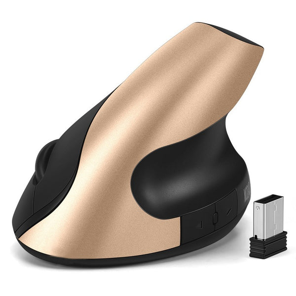 2.4G Wireless Vertical Ergonomic Mouse - Silent, Rechargeable - Optimal Comfort for Laptops