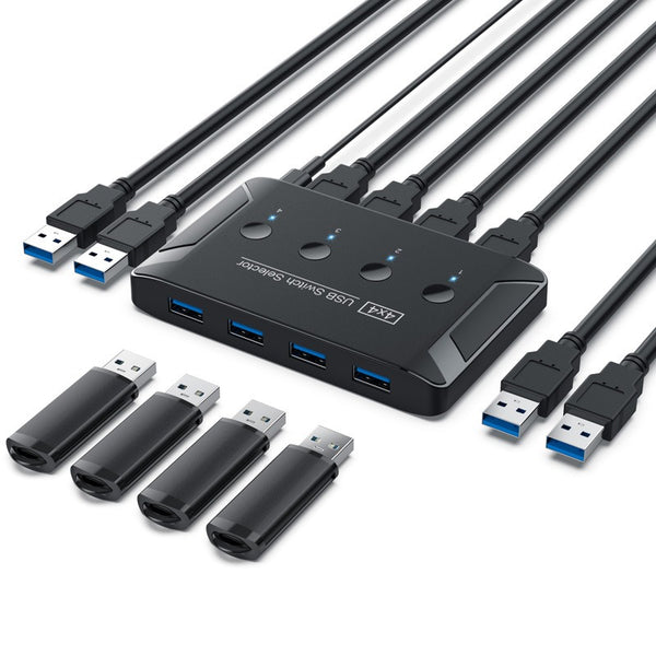 4-Port USB 3.0 Switch Automatically - Share 4 Devices between 4 PCs - Compatible with Linux, Windows 7/10/11
