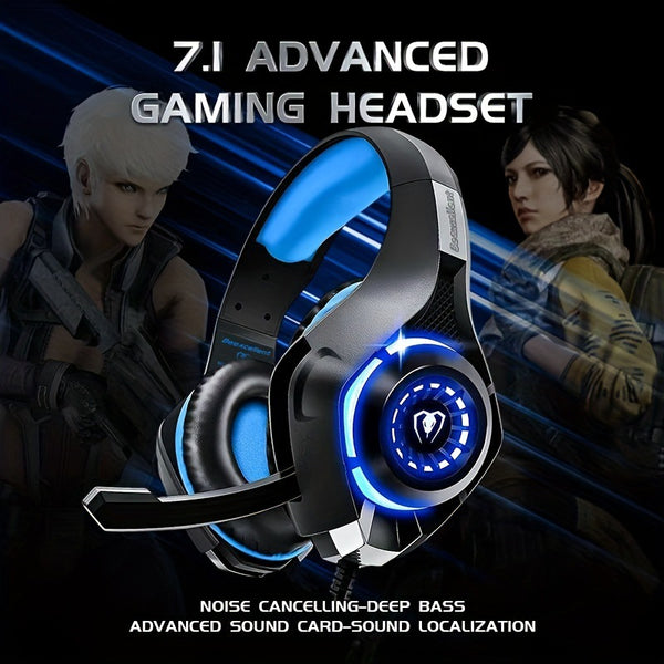 RGB Wired Gaming Headset - Built-in Mic, 7.1 Surround Sound, Leather Ear Pads - For PC/PS5/Xbox