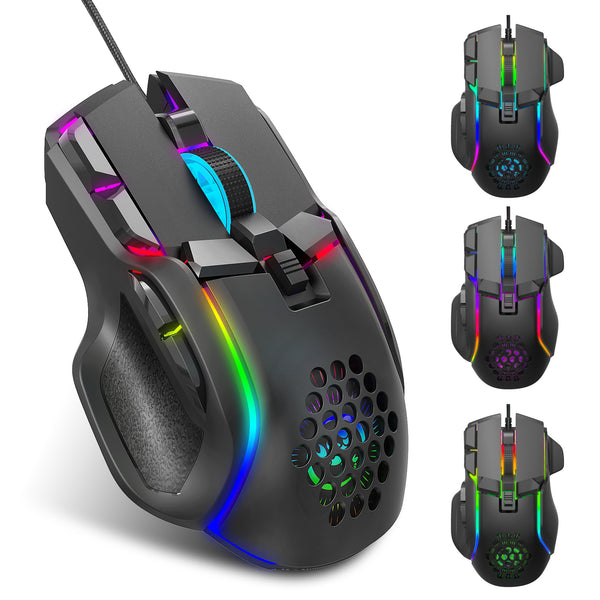 S700 Gaming Mouse - 12800 DPI, 10 Programmable Keys, RGB 13 Modes - Ergonomic Design for eSports