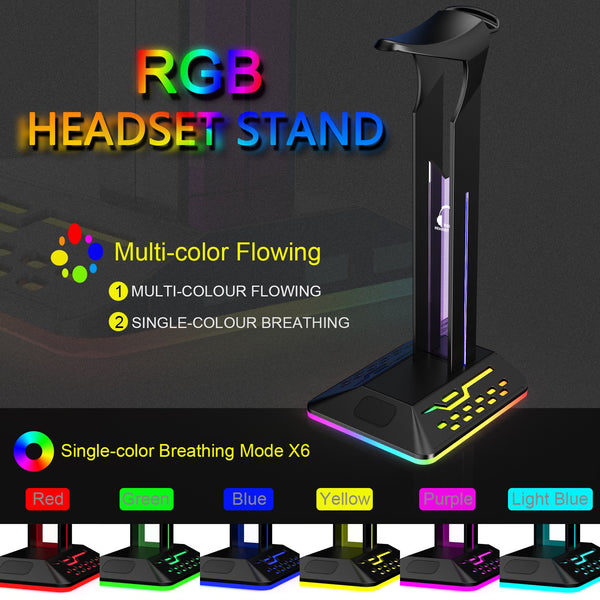 RGB Gaming Headset Support - USB-C Chroma LED Support, Aluminum &amp; Silicone Base