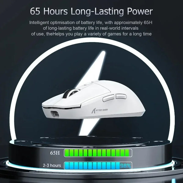 Attack Shark X11 Gaming Mouse - Triple Mode (2.4G/Bluetooth/Wired) - Ultra-Light 63g - RGB Magnetic Charging Station 