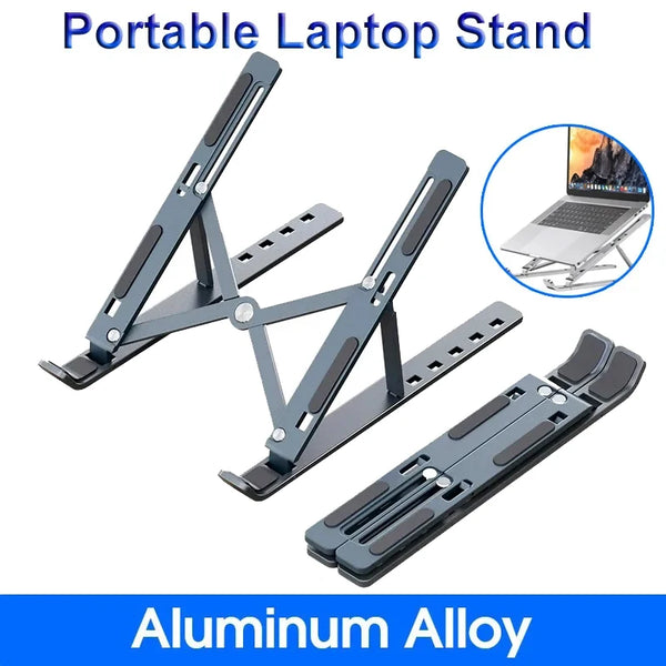 Foldable Laptop Stand - Height Adjustable - Aluminum or ABS - Compatible with MacBook/PC 