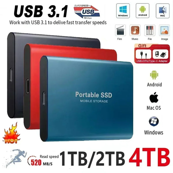 Yadeletch 4TB Portable SSD External Hard Drive - USB 3.1/Type-C - Ultra Fast &amp; Durable - For PC/Mac/Android 